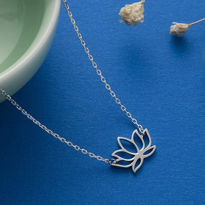HolyFast S925 Sterling Silver Dainty Lotus Necklace Yoga Pendant Necklace Friend Birthday Gift Women Jewelry - Image 5